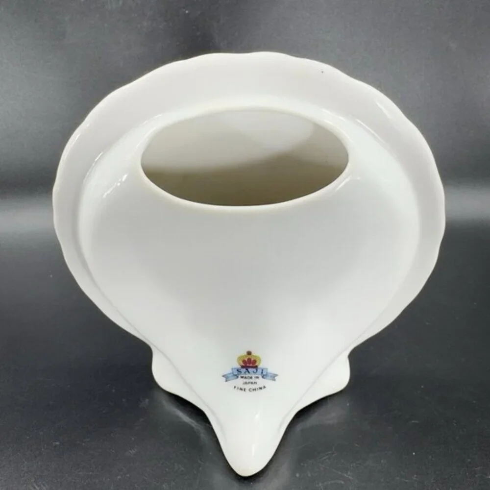 Vintage Saji Fine Porcelain Vase Vessel Amari Japanese Vase Floral Pattern Japan